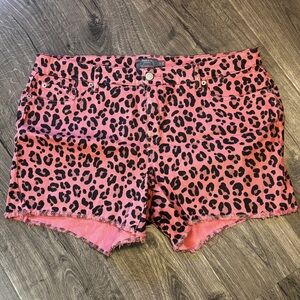 Torrid Pink Leopard Print Jean Shorts